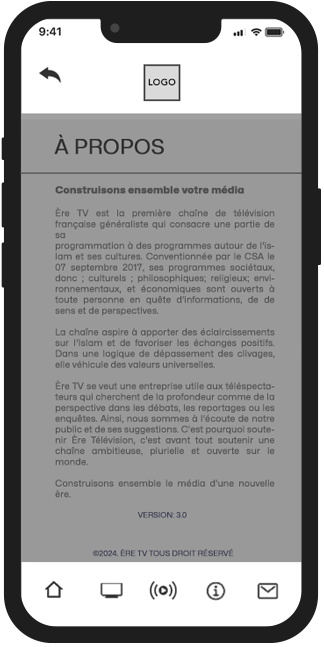 Screen design displayed in a mockup