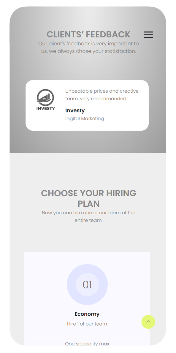 Screen design displayed in a mockup